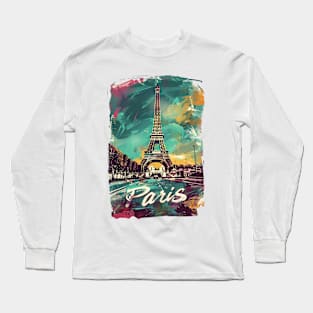 Paris Retro France t-shirt Long Sleeve T-Shirt